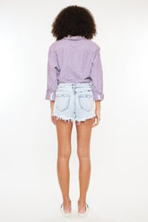 Kancan High Rise Frayed Hem Denim Shorts for Women - Trendy Summer Fashion